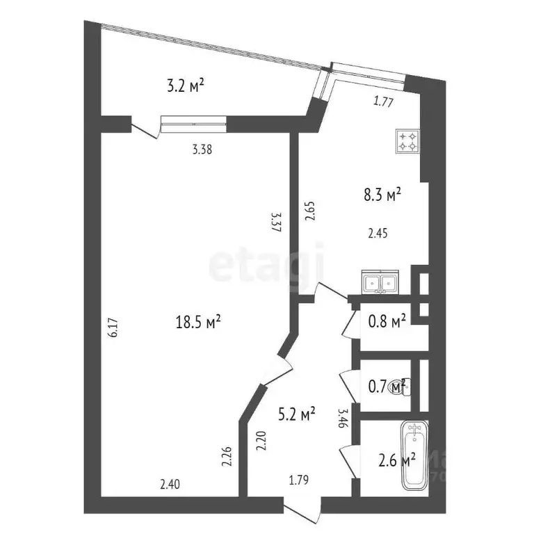 1-к кв. Санкт-Петербург остров Канонерский, 9 (36.1 м) - Фото 1