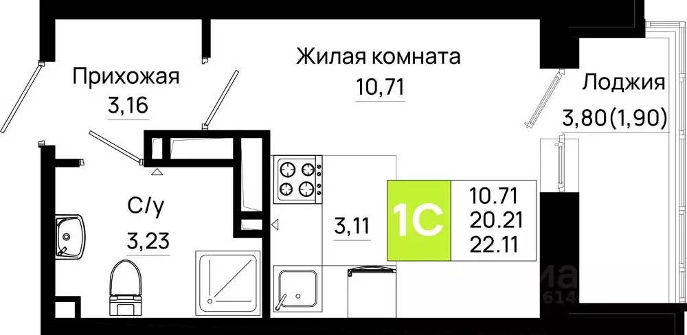 Студия Ростовская область, Ростов-на-Дону Нефтекачка кв-л, Октябрь ... - Фото 1