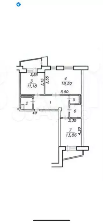 2-к. квартира, 64 м, 1/9 эт. - Фото 0