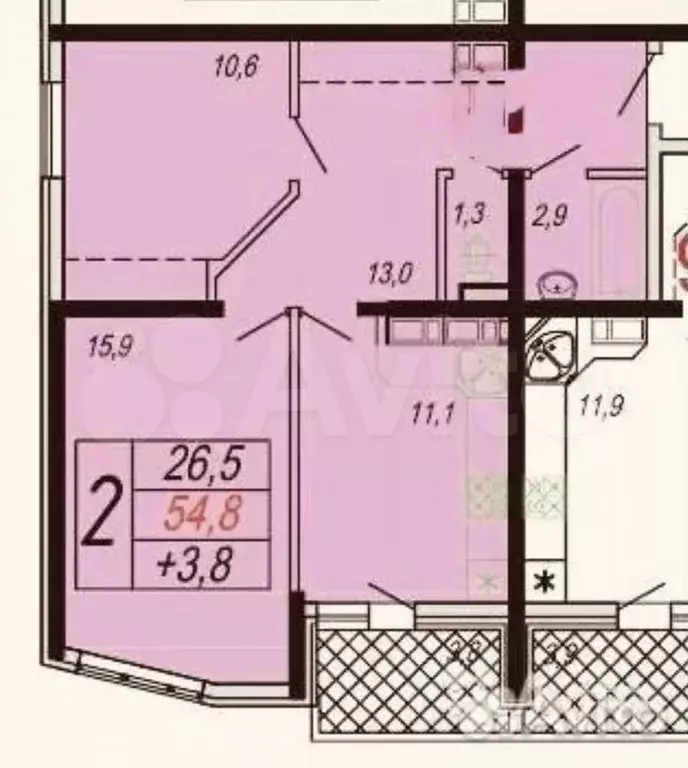 2-к. квартира, 55 м, 14/16 эт. - Фото 0