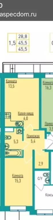 1-к кв. Удмуртия, Ижевск ул. Архитектора П.П. Берша, 14 (48.1 м) - Фото 1