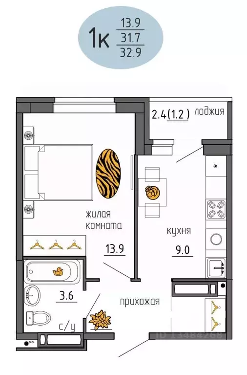 1-к кв. Пермский край, Пермь Ижевская ул., 38 (32.9 м) - Фото 1