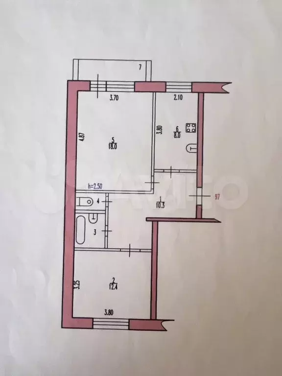 2-к. квартира, 52,6 м, 1/5 эт. - Фото 0