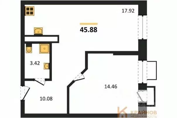 1-к кв. Воронежская область, Воронеж наб. Чуева, 7 (45.88 м) - Фото 0