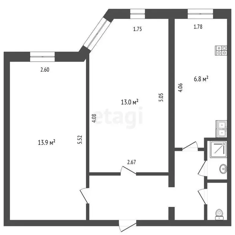 2-комнатная квартира: Тюмень, улица Осипенко, 63 (42.4 м) - Фото 0