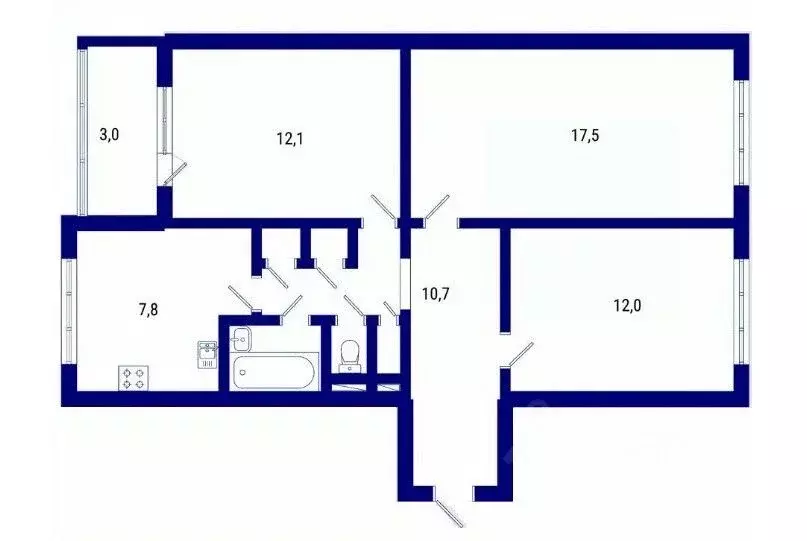 3-к кв. Санкт-Петербург ул. Ярослава Гашека, 7К1 (65.1 м) - Фото 1