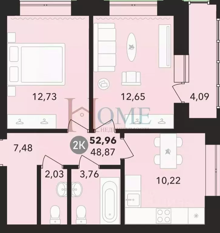 2-к кв. Новосибирская область, Новосибирск ул. Державина, 50 (48.9 м) - Фото 1
