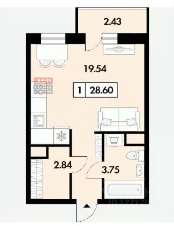 1-к кв. Рязанская область, Рязанский муниципальный округ, с. Дядьково ... - Фото 2