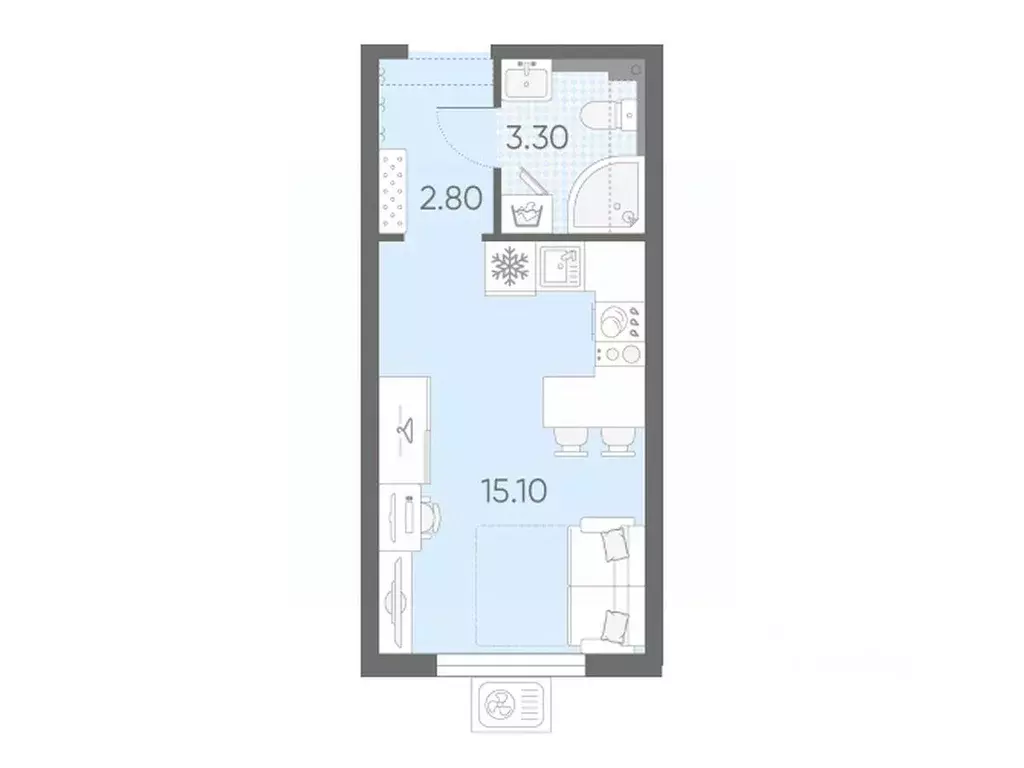 Студия Санкт-Петербург Ручьи тер.,  (21.2 м) - Фото 1