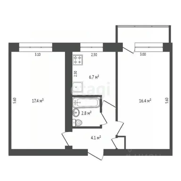 2-к кв. Саратовская область, Балашов ул. Орджоникидзе, 11Б (47.9 м) - Фото 1