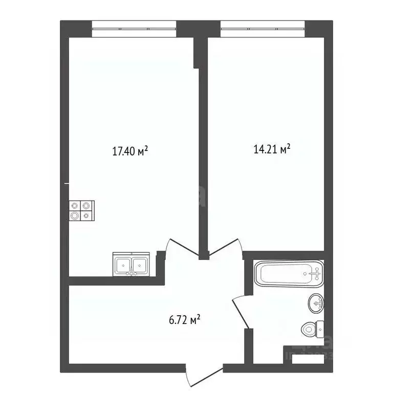 1-к кв. Тюменская область, Тюмень ул. Московский Тракт, 83к6 (43.4 м) - Фото 2