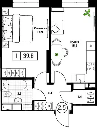 1-к кв. Московская область, Пушкино Пушкино Град жилой комплекс, к2 ... - Фото 1