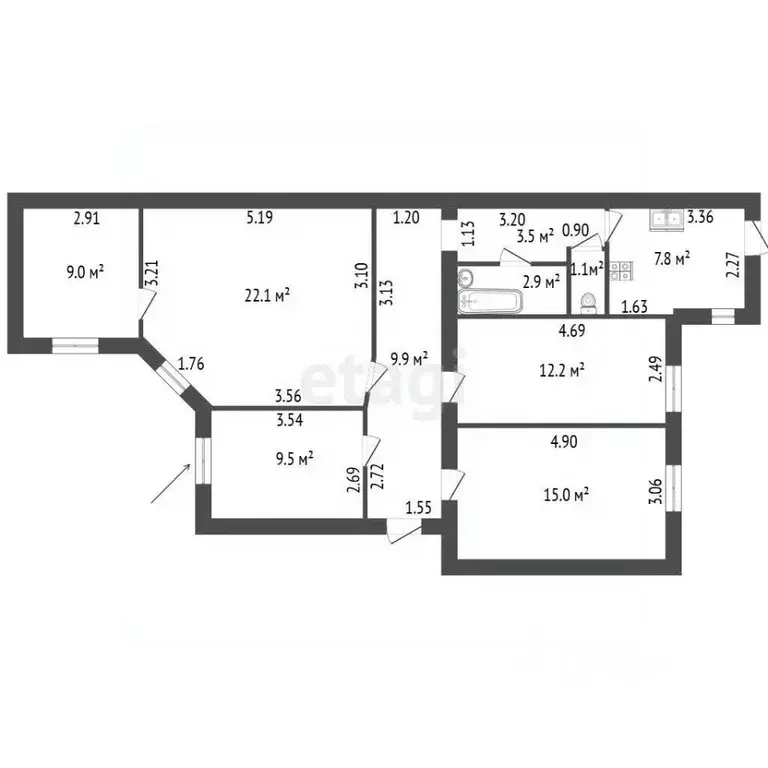 Комната Санкт-Петербург Малая Подьяческая ул., 8 (9.5 м) - Фото 2
