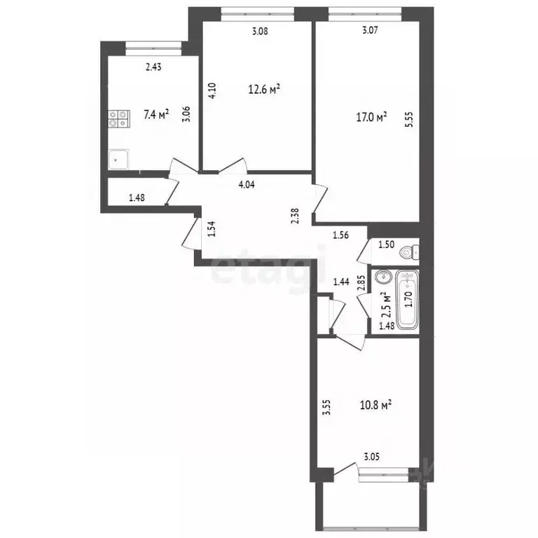3-к кв. Чувашия, Чебоксары Университетская ул., 30 (65.1 м) - Фото 2