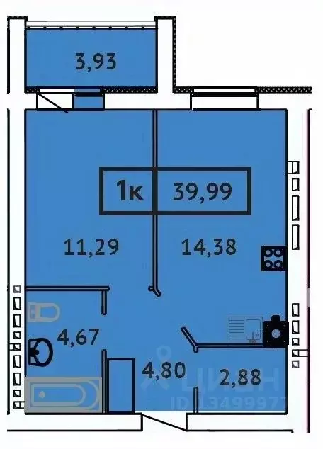 1-к кв. Ивановская область, Иваново Кооперативная ул., 14 (39.99 м) - Фото 1