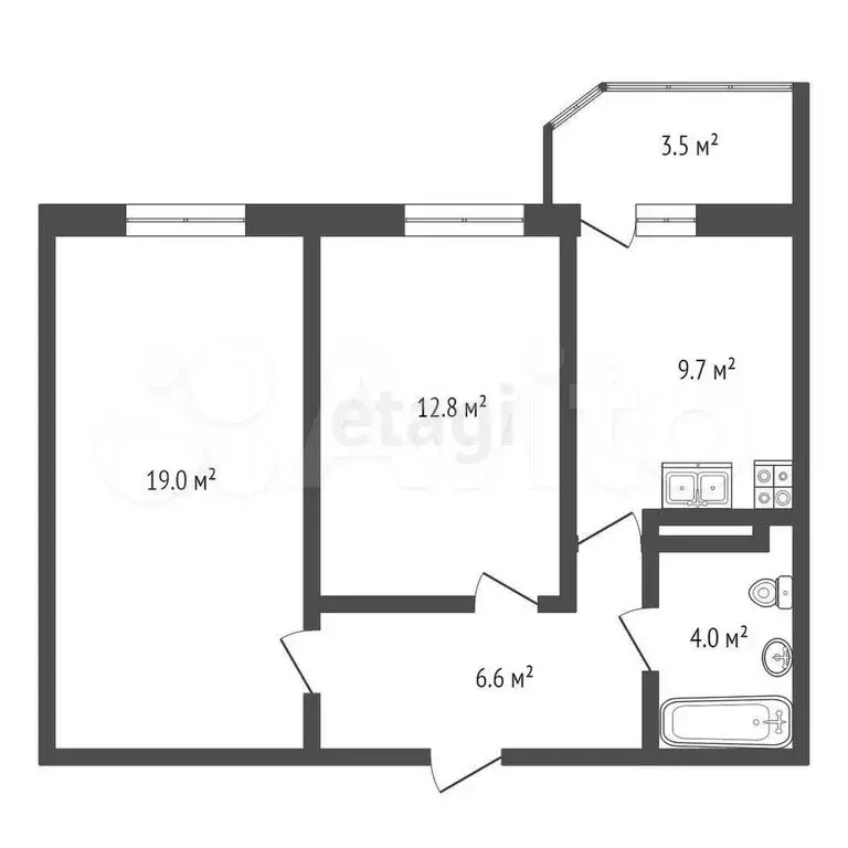 3-к. квартира, 53 м, 4/5 эт. - Фото 0