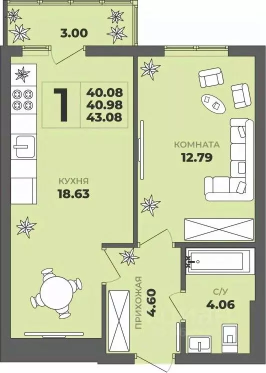 1-к кв. Калининградская область, Калининград ул. Генерала Толстикова, ... - Фото 1