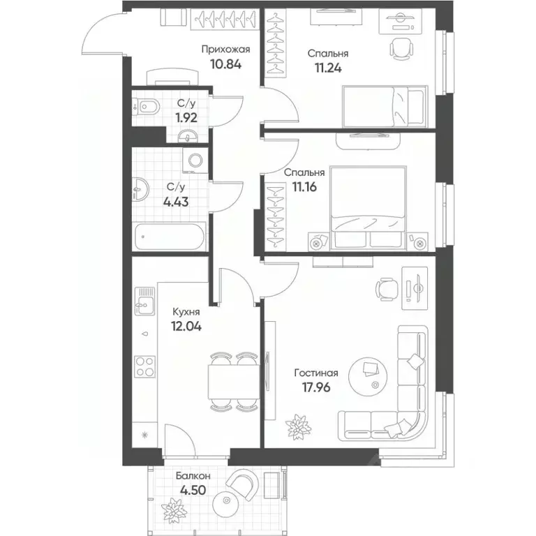 3-к кв. Татарстан, Казань ул. Гаврилова, 5Вк2 (70.9 м) - Фото 0