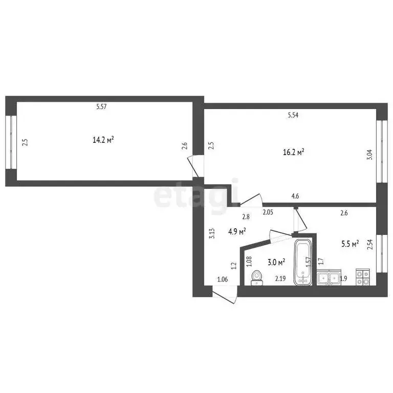 2-комнатная квартира: Стерлитамак, проспект Октября, 13 (43.8 м) - Фото 1