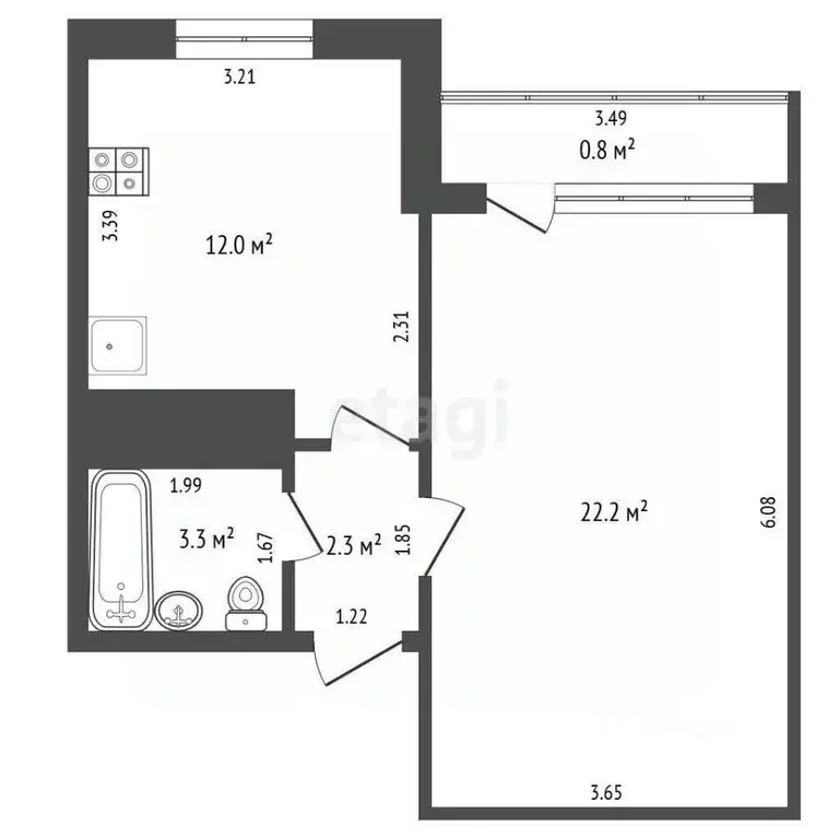 1-к кв. Башкортостан, Стерлитамак ул. Артема, 68 (42.3 м) - Фото 0