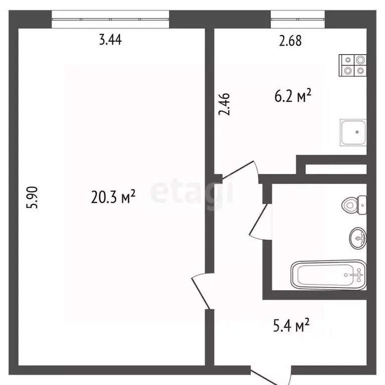 1-к кв. Вологодская область, Череповец Остинская ул., 5А (35.2 м) - Фото 2