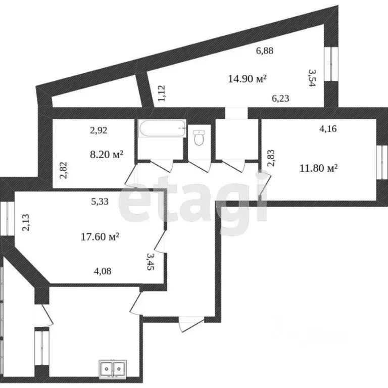 4-к кв. Ханты-Мансийский АО, Сургут ул. 30 лет Победы, 45 (83.2 м) - Фото 2
