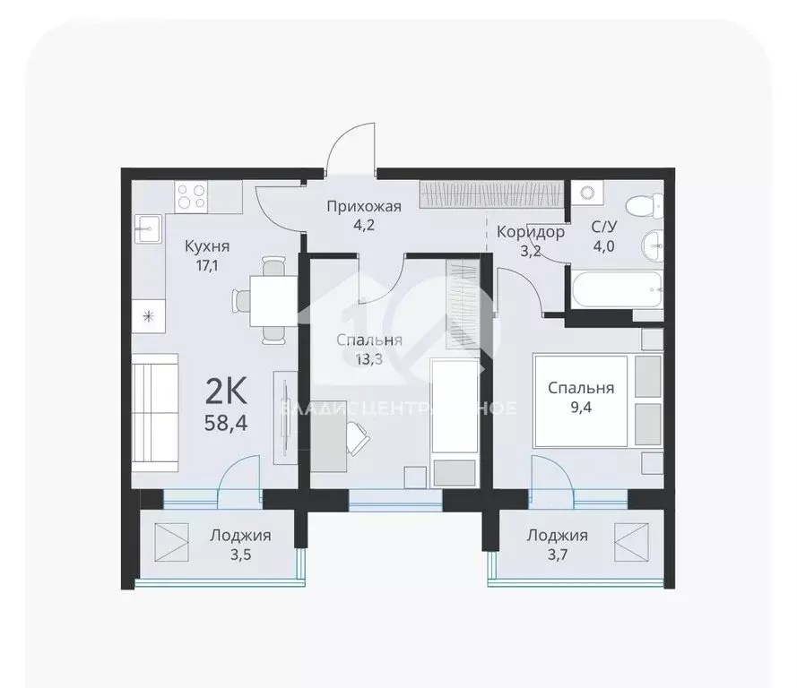 2-комнатная квартира: Обь, Большая улица, 23 (55 м) - Фото 0
