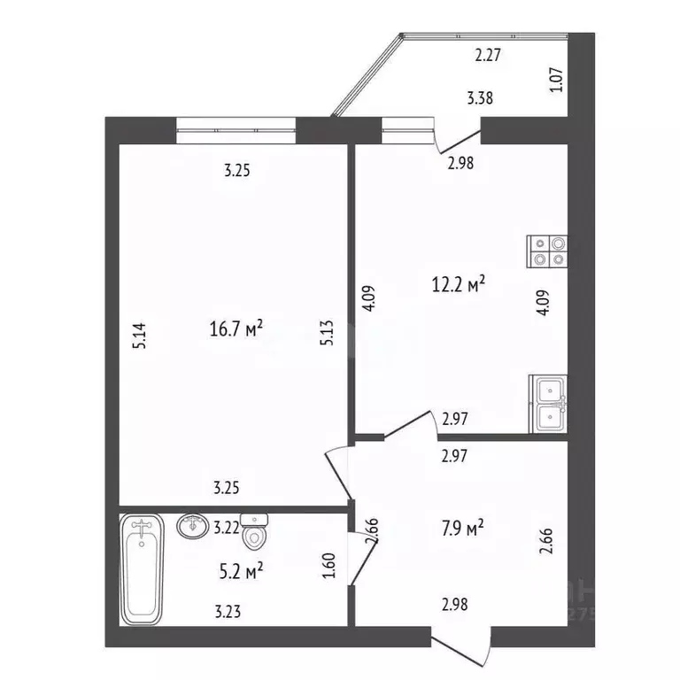 1-к кв. Тамбовская область, Тамбов проезд 1-й Школьный, 3 (42.0 м) - Фото 1