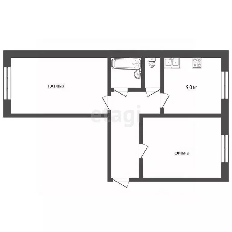 2-к кв. Ямало-Ненецкий АО, Муравленко ул. Муравленко, 11 (51.1 м) - Фото 2