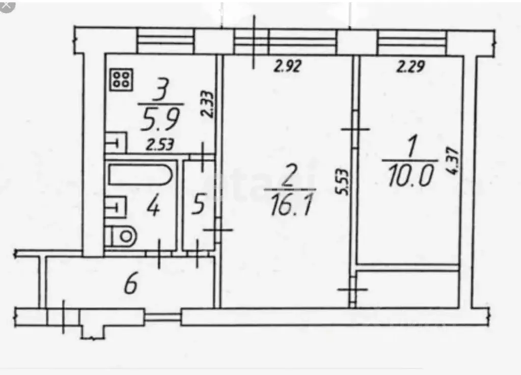 2-к кв. Татарстан, Казань ул. Хади Такташа, 85 (46.0 м) - Фото 1