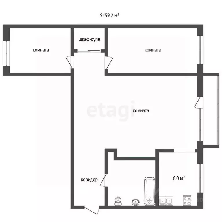2-к кв. Тюменская область, Тюмень ул. Мельникайте, 64 (59.2 м) - Фото 0