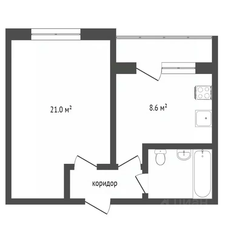 1-к кв. Воронежская область, Воронеж ул. Менделеева, 25 (27.8 м) - Фото 0
