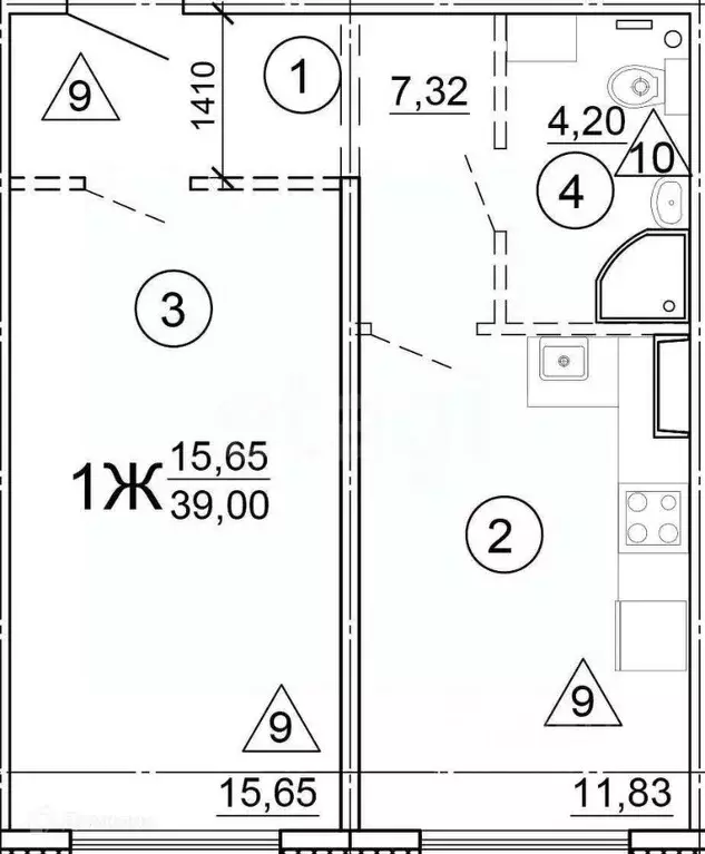 1-к кв. Тверская область, Тверь ул. Медовая, 7 (40.0 м) - Фото 2