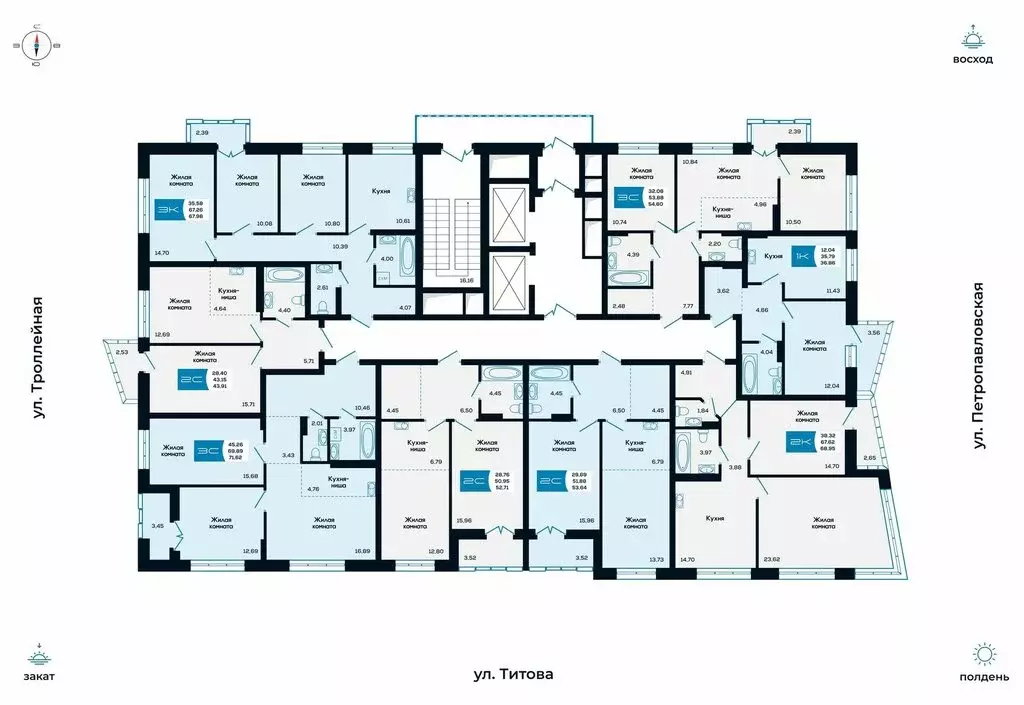 3-комнатная квартира: Новосибирск, улица Титова, 48 (54.6 м) - Фото 1