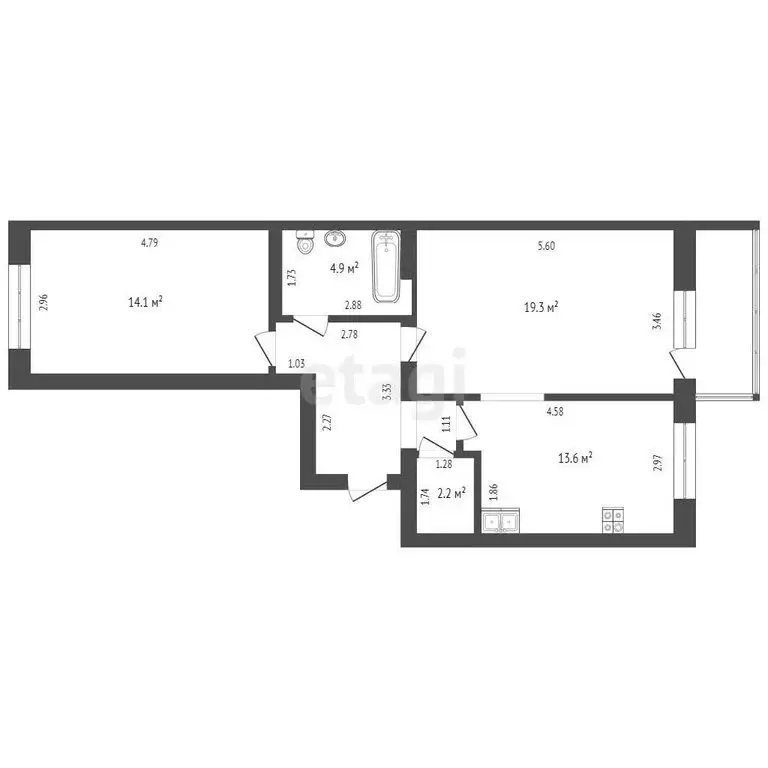 2-комнатная квартира: Тюмень, улица Ю.-Р.Г. Эрвье, 28к3 (61.4 м) - Фото 0
