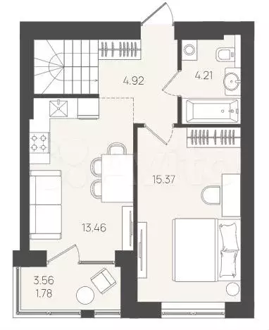 1-к. квартира, 75 м, 1/5 эт. - Фото 1