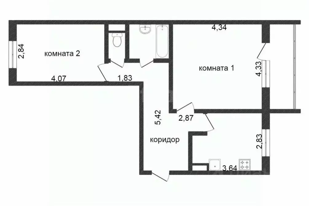 2-к кв. Тюменская область, Тюмень Солнечный проезд, 26 (56.3 м) - Фото 1