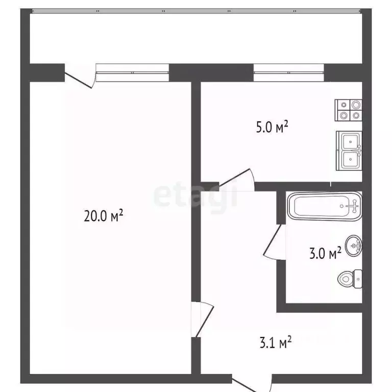 1-к кв. Севастополь ул. Хрусталева, 69 (31.1 м) - Фото 1