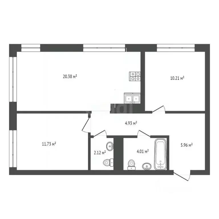 2-к кв. Тюменская область, Тюмень ул. Василия Подшибякина, 11 (59.34 ... - Фото 1