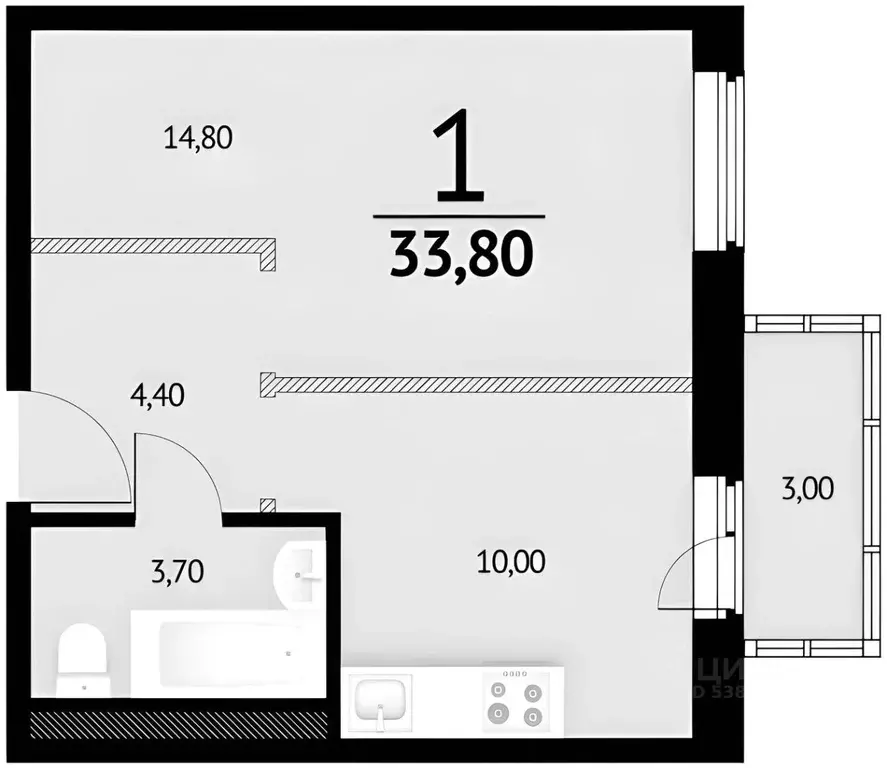 1-к кв. Ростовская область, Ростов-на-Дону ул. Еременко, 112 (35.0 м) - Фото 1