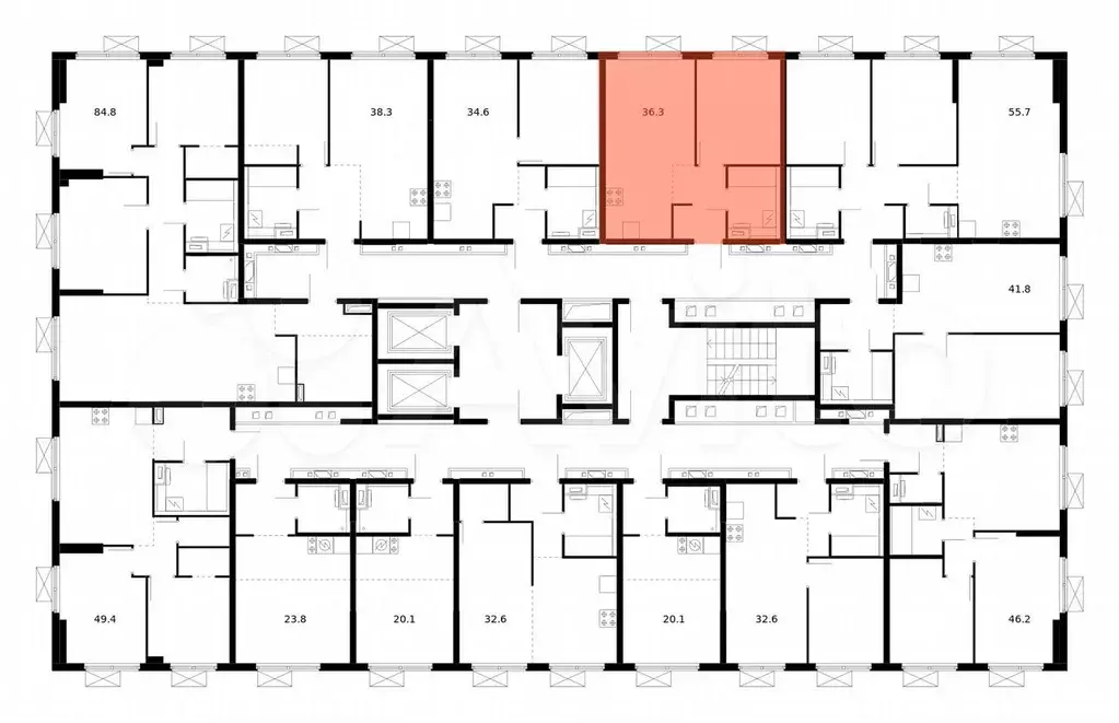 1-к. квартира, 36,3 м, 17/24 эт. - Фото 1