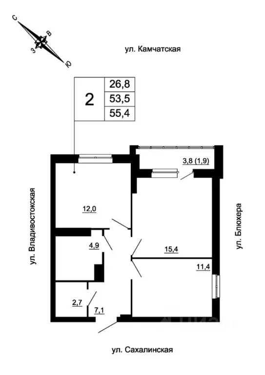 2-к кв. Свердловская область, Екатеринбург ул. Кронштадтская (55.4 м) - Фото 0
