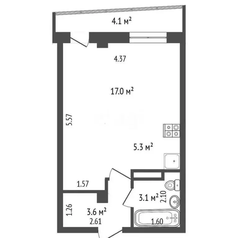 Квартира-студия: Абакан, улица Ленинского Комсомола, 24/1 (31.1 м) - Фото 0