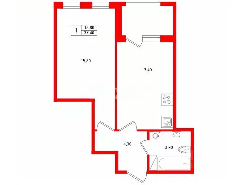 1-к кв. Санкт-Петербург пос. Шушары, ул. Нины Петровой, 6к3 (37.4 м) - Фото 2