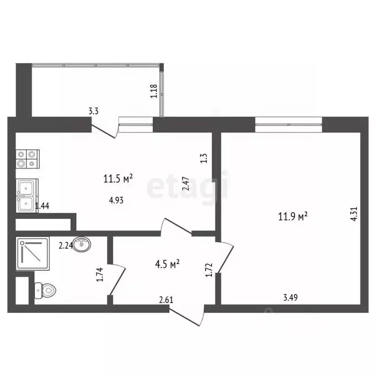 1-к кв. Московская область, Балашиха ул. Бояринова, 15 (36.5 м) - Фото 2