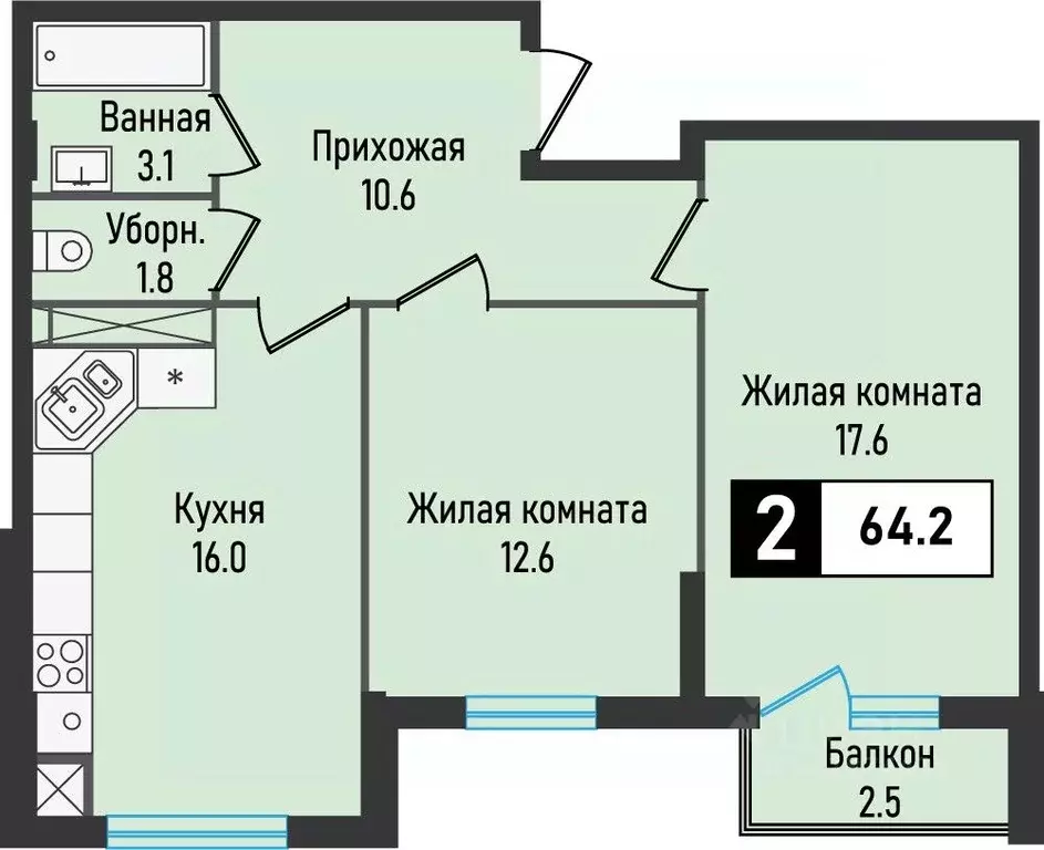 2-к кв. Ставропольский край, Железноводск городской округ, пос. ... - Фото 0