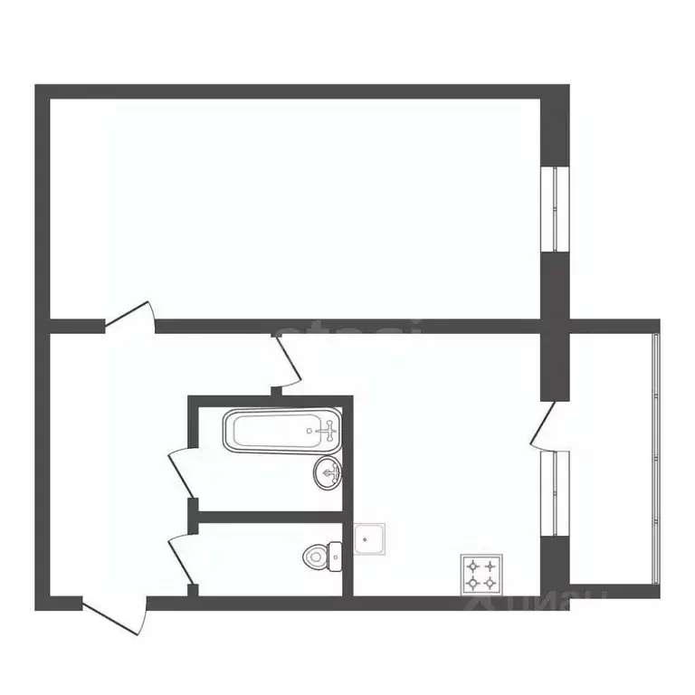 1-к кв. Амурская область, Благовещенск Институтская ул., 12 (31.5 м) - Фото 2