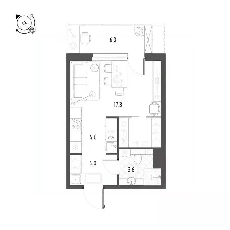 1-к кв. Тюменская область, Тюмень Профсоюзная ул., 49 (31.3 м) - Фото 0