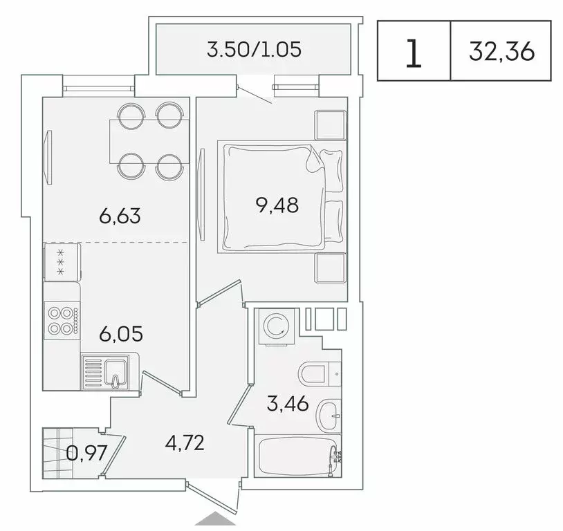 1-комнатная квартира: Мурино, Графская улица, 6к1 (31.4 м) - Фото 0