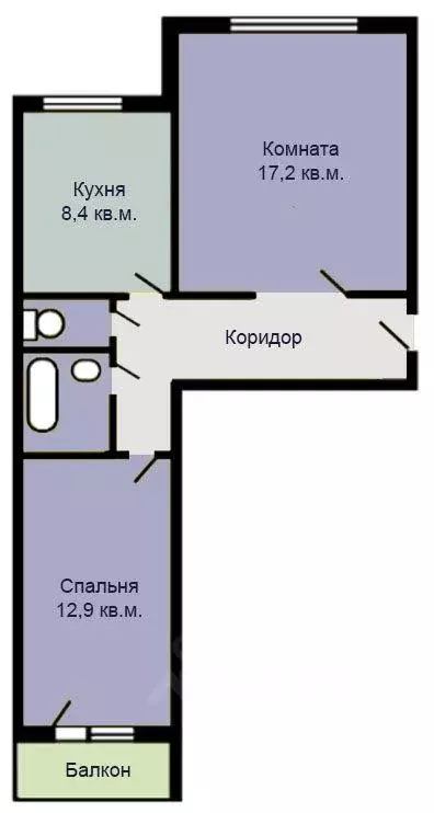 Квартира, 2 комнаты, 52 м - Фото 0